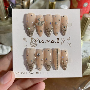 445. nail box thạch nude tráng gương, charm địa cầu dây đá