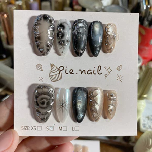 446. nailbox đen mắt mèo mix tráng gương loang