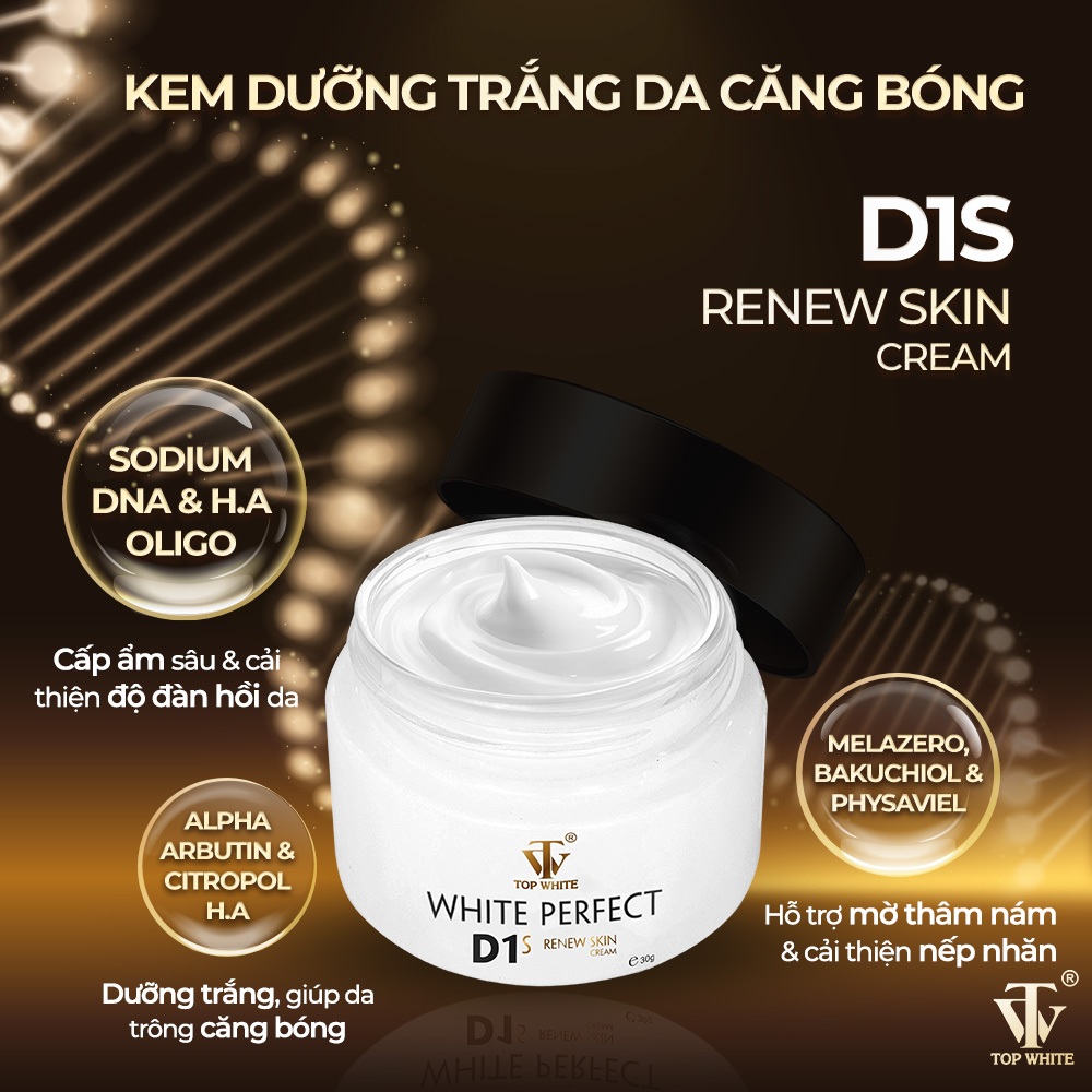 Kem dưỡng trắng trông căng bóng da White Perfect D1S Renew Skin Cream
