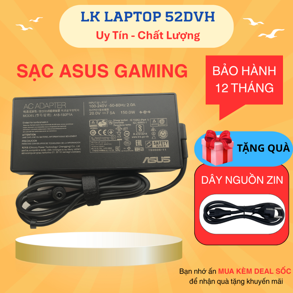 Sạc Asus Rog Zephyrus, Asus TUF Gaming Sạc ASUS ROG Strix 6.32A 120W, 7.5A 7.7A 150W, 9.23A 180W - BẢO HÀNH 12 THÁNG