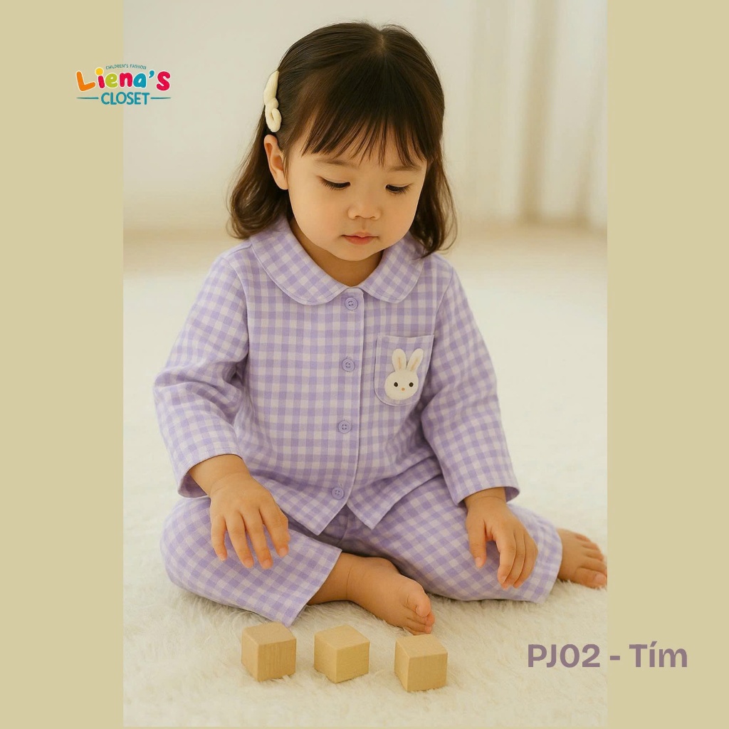 Set Pijama Quần Áo Dài Tay Chất Len Cao Cấp Mặc Mùa Đông Cho Bé Gái Liena's CLoset PJ02