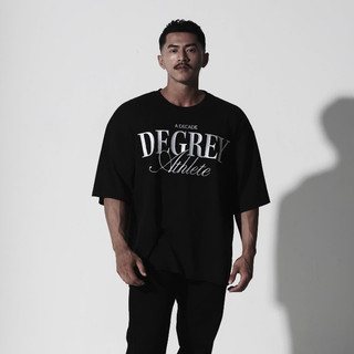 Áo Thun màu ĐEN THÊU logo Degrey DECADE màu TRẮNG kiểu dáng rộng Athlete - OVSDECADE
