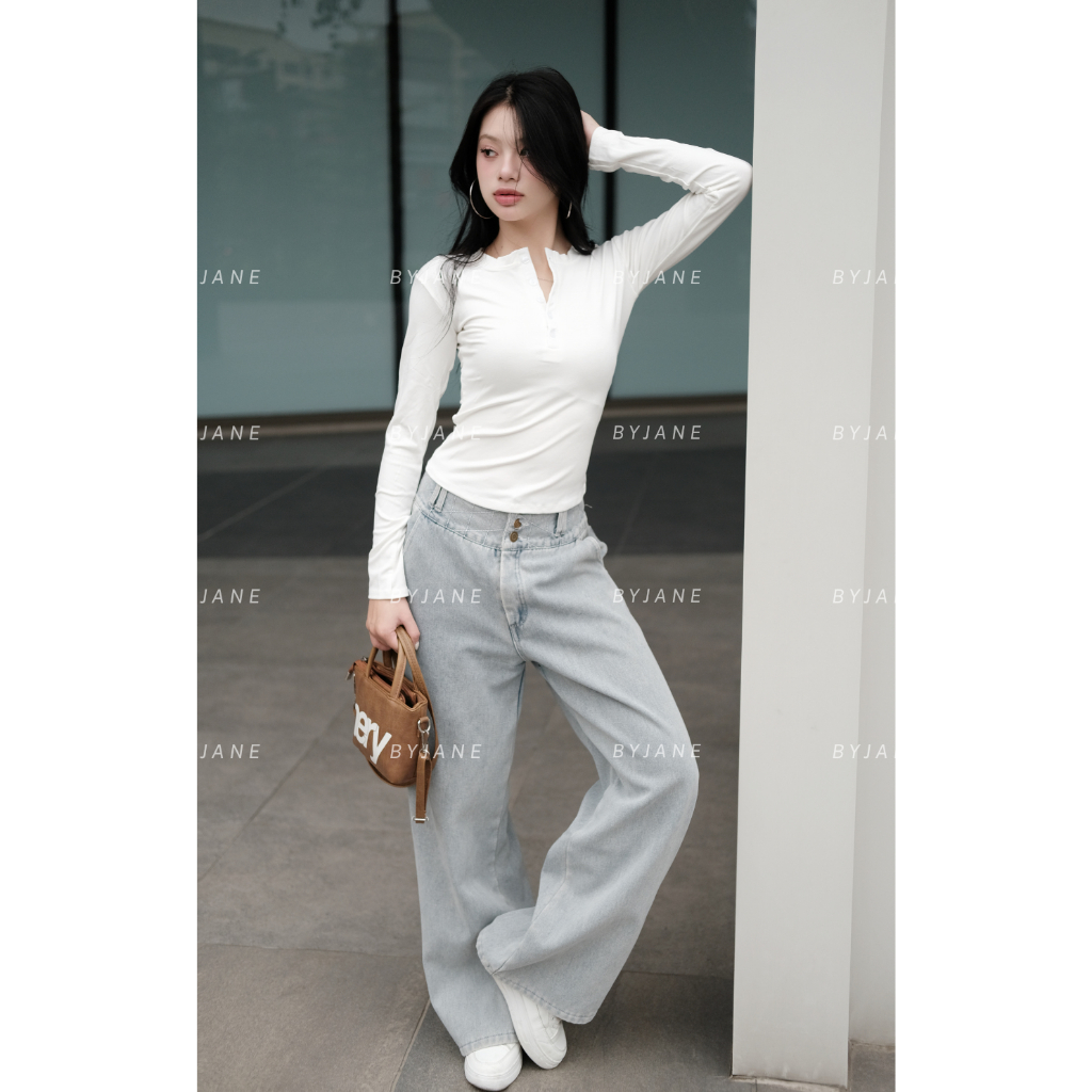 [MÀU MỚI] Áo Thun Nữ Dài Tay Khuy Cúc Chất Thun Min Co Dãn 4 chiều BYJANE - 802 | BigBuy360 - bigbuy360.vn