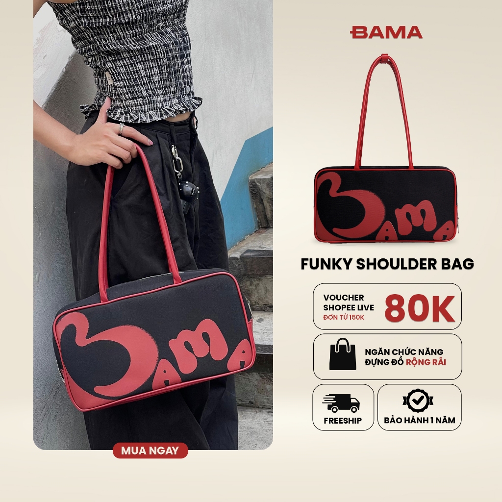 Túi tote đeo vai nam nữ BAMA FUNKY Shoulder Bag Bag chống nước nhiều ngăn đi chơi dạo phố