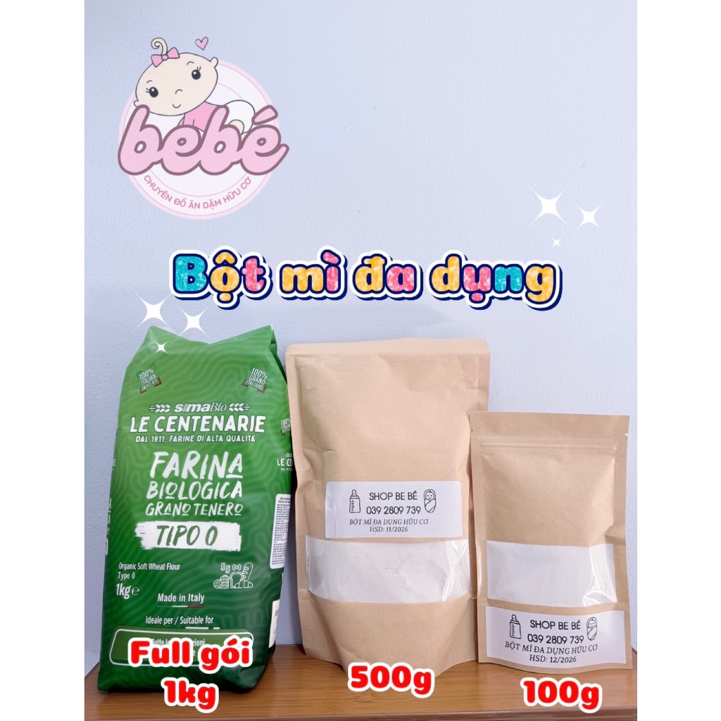 Bột mì đa dụng, bột mì nguyên cám hữu cơ Sima bio, Probios làm bánh, làm đồ ăn dặm cho bé