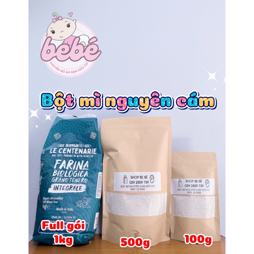 Bột mì đa dụng, bột mì nguyên cám hữu cơ Sima bio, Probios làm bánh, làm đồ ăn dặm cho bé