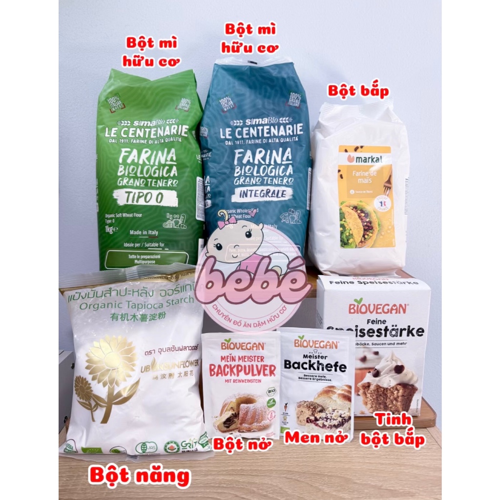 Bột và nguyên liệu hữu cơ làm bánh cho bé. Sima Bio, Probios, Bio Vegan, Ubon,...