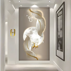 Tranh Lông Vũ Mặt Trăng, Lông Vũ Hươu Tráng Gương Cao Cấp Decor Nhà, Làm Quà Tặng - OHA DECOR