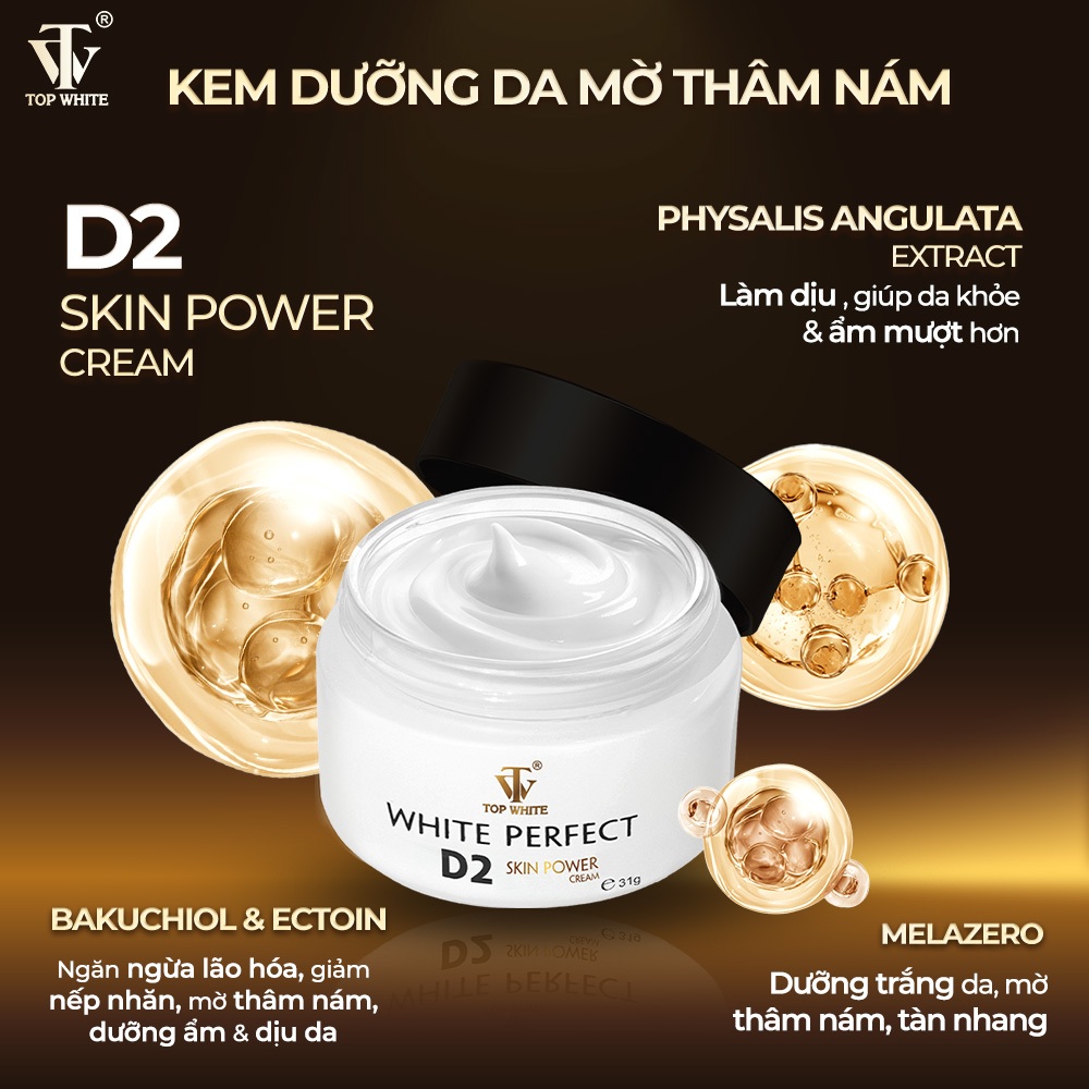 Kem dưỡng giúp làm mờ thâm nám, tàn nhang, đồi mồi White Perfect D2 Skin Power Cream