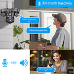 【hành 12 tháng】4G Camera 4 mắt 3 màn hình Camera giám sát an ninh CCTV IP không dây 18MP zoom 10X tầm nhìn ban đêm — ảnh 8