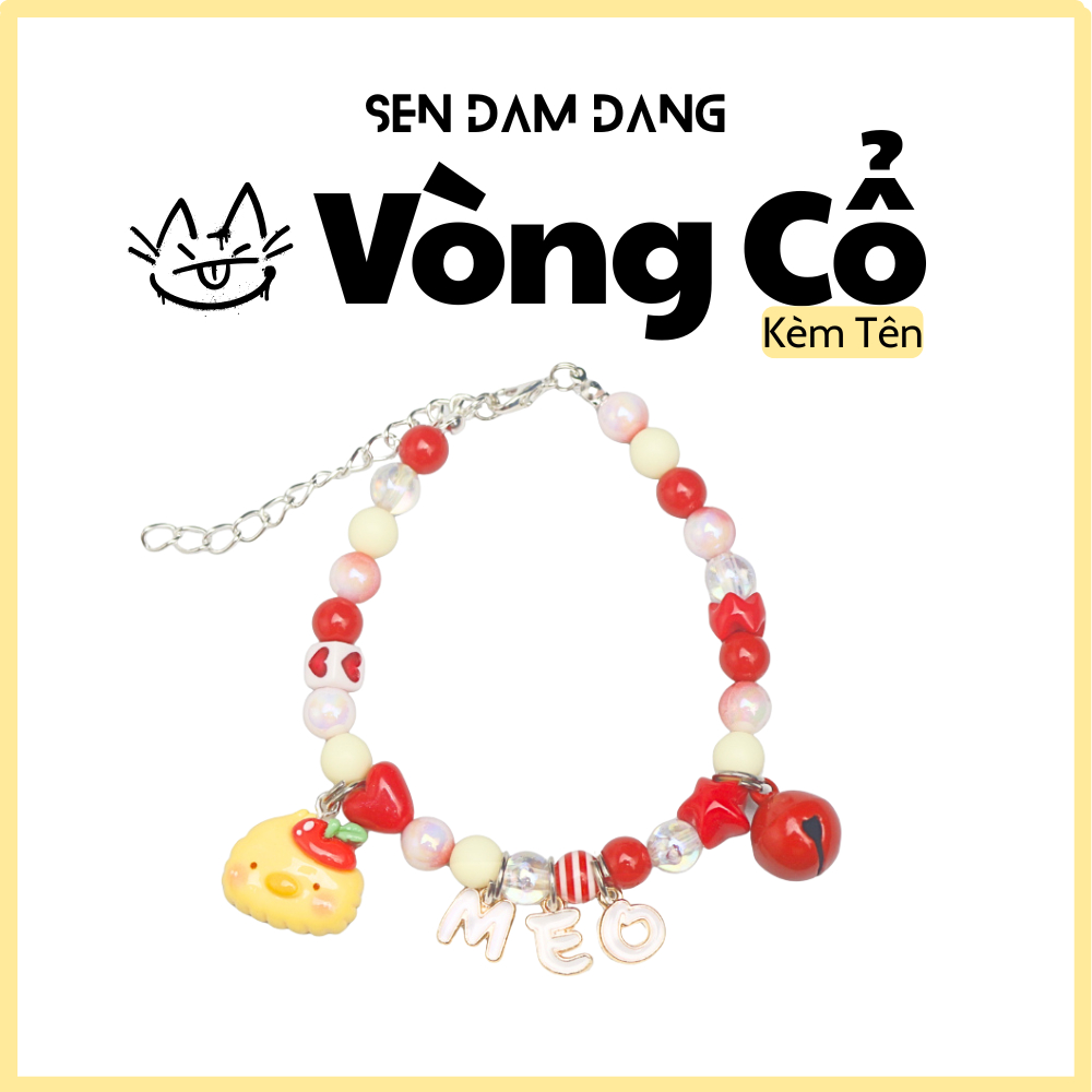 Vòng Cổ Dây Mix Đỏ Kèm Chữ Cho Cún Mèo Theo Yêu Cầu