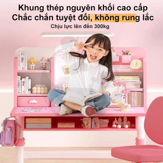 💗Bàn học cho bé tiểu học nâng hạ được dệm ngồi dày cao cấp chống gù chống cận thị từ 3 đến 15 tuổi