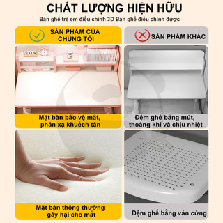 💗Bàn học cho bé tiểu học nâng hạ được dệm ngồi dày cao cấp chống gù chống cận thị từ 3 đến 15 tuổi