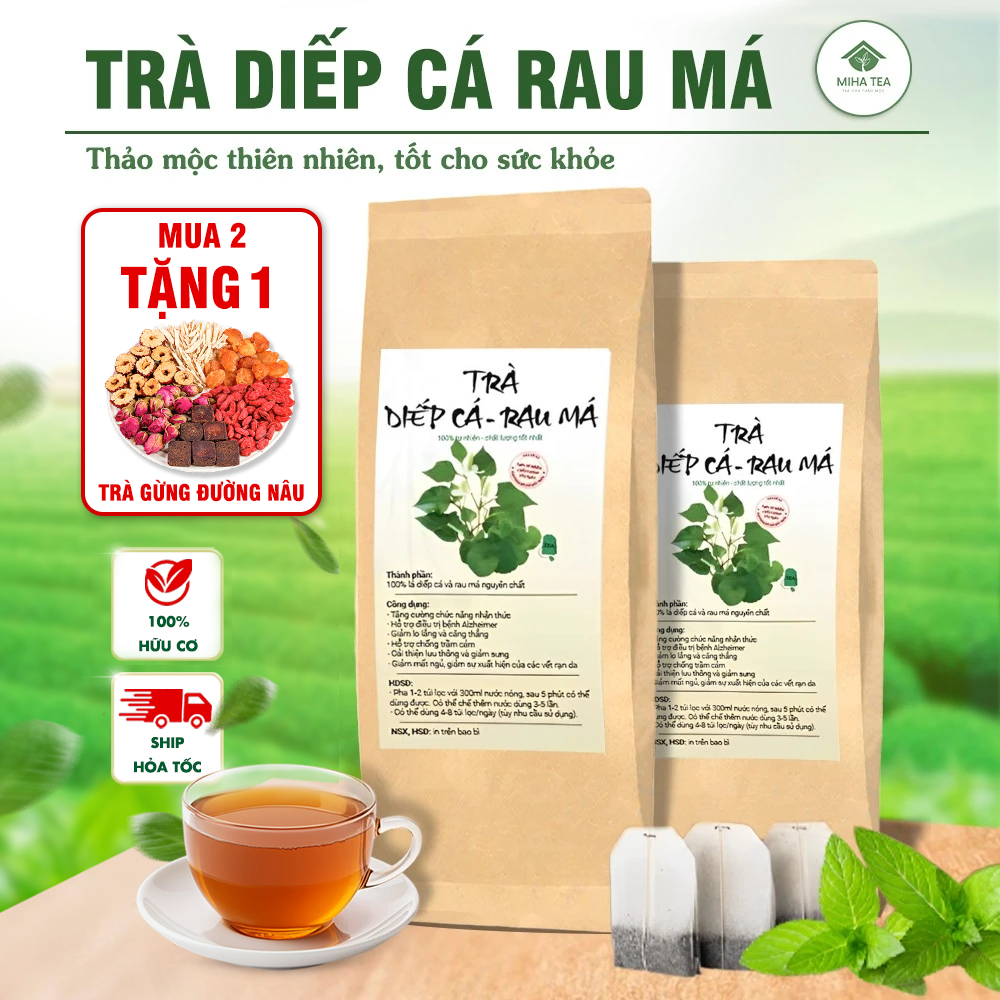 Trà diếp cá rau má túi lọc, combo trà đậm vị thơm ngon, bịch 30 tép x ...