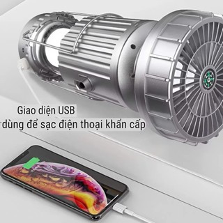 Quạt Tích Điện Đèn Camping Năng Lượng Mặt Trời 3 Trong 1 | Quạt Đèn LED Sạc Dự Phòng Treo Lều