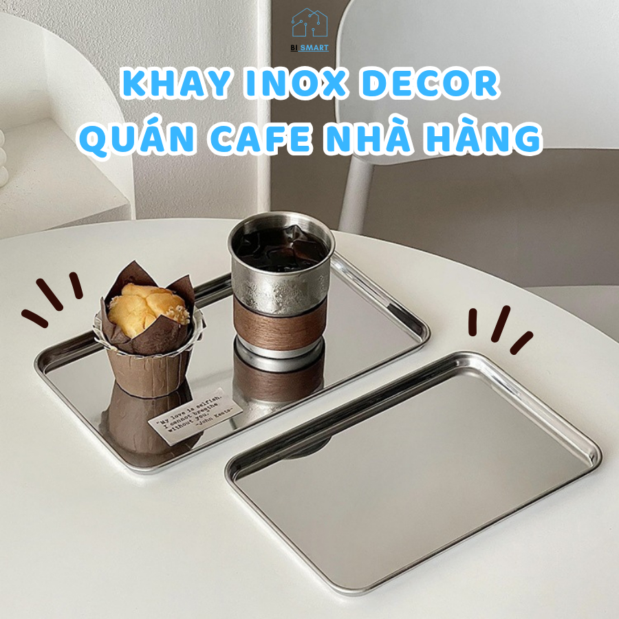 Khay Inox Decor Quán Cafe Nhà Hàng, Khay Đựng Bánh Tráng Gương Inox 304 ...