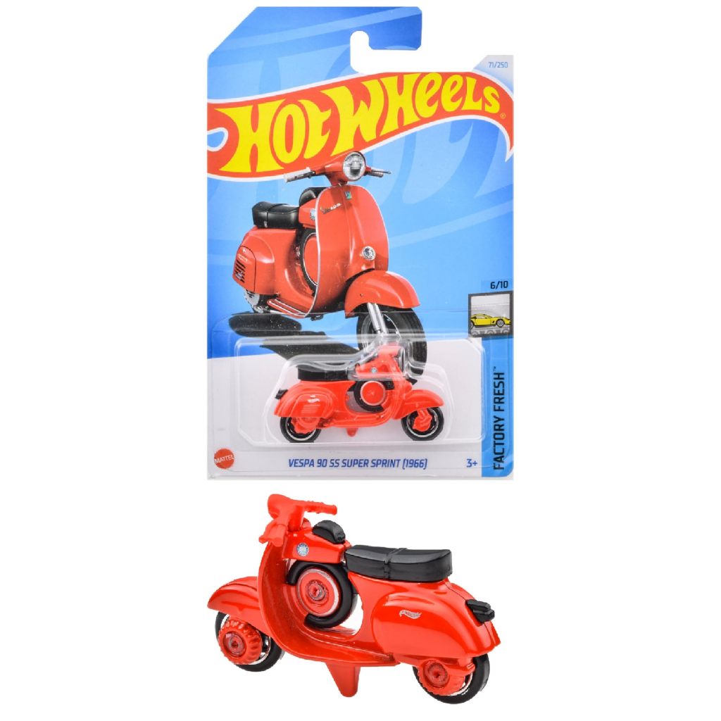 Hot Wheels Vespa 90 SS Super Sprint (1966) – 1:64 Druckguss-Modell, Weiß – HW Moto 2/5, Sammlernummer 177/250 – Sammelspielzeug Für Kinder Ab 3 Jahren