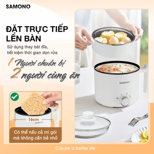 Nồi điện đa năng dung tích 1.5L Samono SW-DG04S phủ 2 lớp chống dính, công suất 450W, kèm xửng hấp inox
