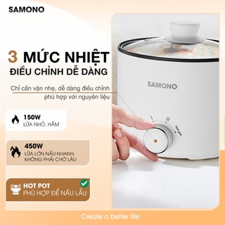 (BH 1 năm) Nồi điện đa năng dung tích 1.5L Samono SW-DG04S phủ 2 lớp chống dính, công suất 450W, kèm xửng hấp inox