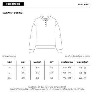 Áo Sweater Cúc Cổ Ccropstudio Vải Nỉ 2 Da Form Boxy Unisex Nam Nữ Áo Thu Đông Dài Tay