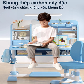 Bàn học Chống Gù Chống Cận Thị 2 Màu Xanh Hồng - Nâng Hạ Chiều Cao - Đệm Ngồi Cao Cấp Cho Bé