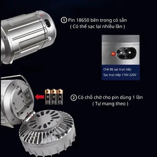 Quạt Tích Điện Đèn Camping Năng Lượng Mặt Trời 3 Trong 1 | Quạt Đèn LED Sạc Dự Phòng Treo Lều