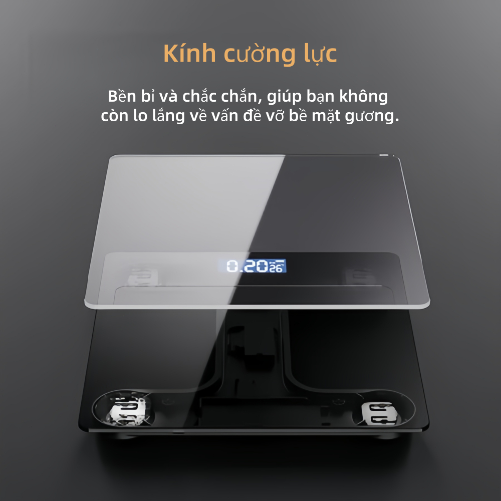 Cân điện tử với mặt kính cường lực bền bỉ kích thước lớn cân nặng ổn định và chính xác.