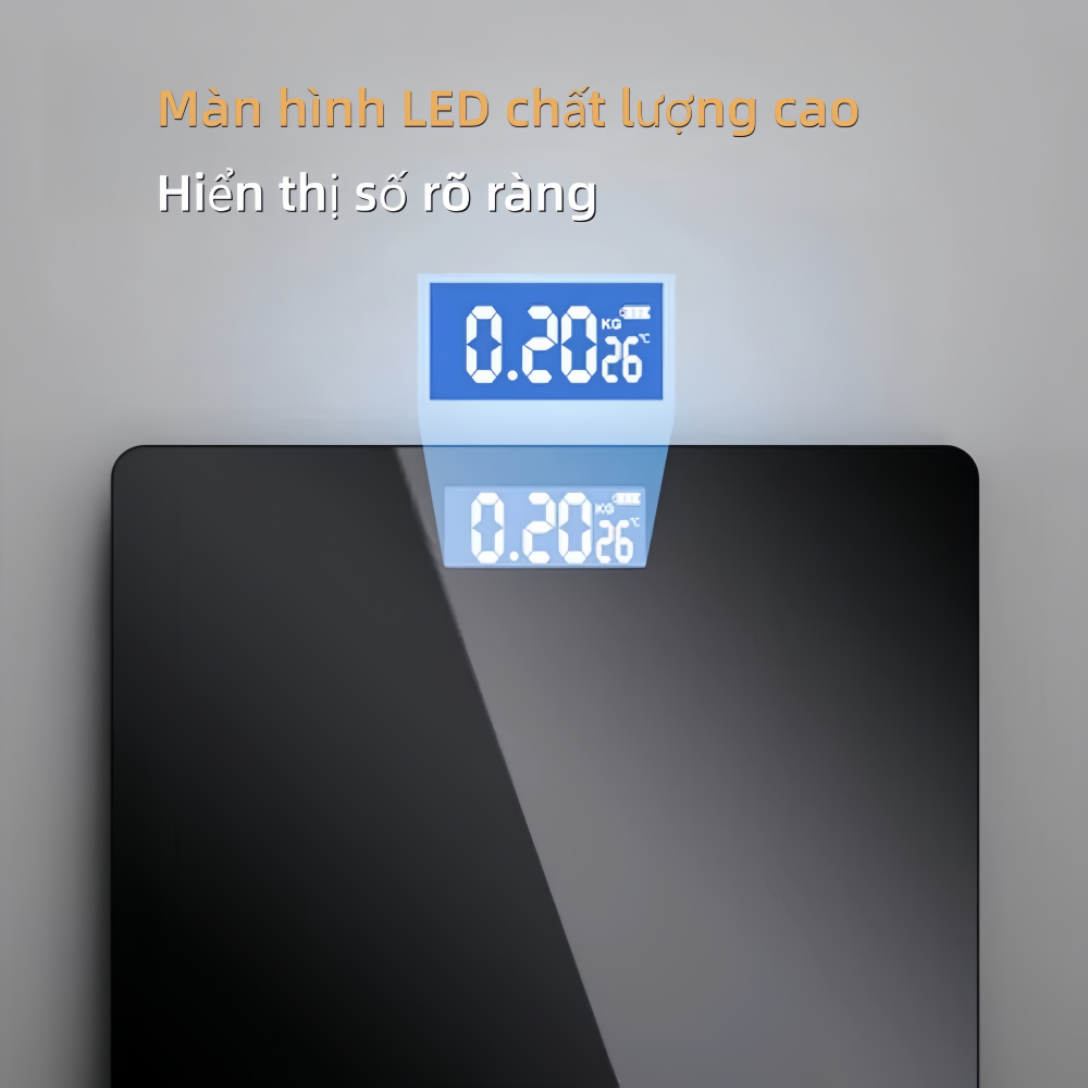 Cân điện tử với mặt kính cường lực bền bỉ kích thước lớn cân nặng ổn định và chính xác.