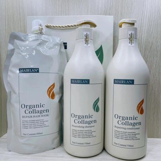 [Hàng Chuẩn] Dầu Gội Xả Mairlan Organic Collagen 750ml 1000ml Siêu Mềm Mượt Phục Hồi Tóc Hư Tổn Ngăn Tóc Gãy Rụng