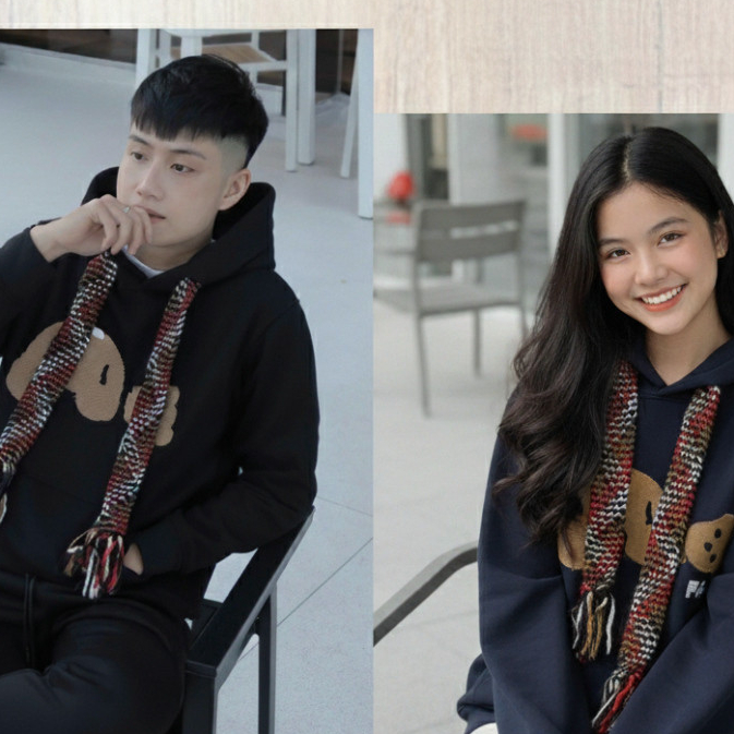 Áo Hoodie Nam Nữ Devos Studio Thêu Hình Gấu Nâu, Dây Mũ Len Đan Phong Cách Dễ Thương, Phối Palm Boy Phố 2025