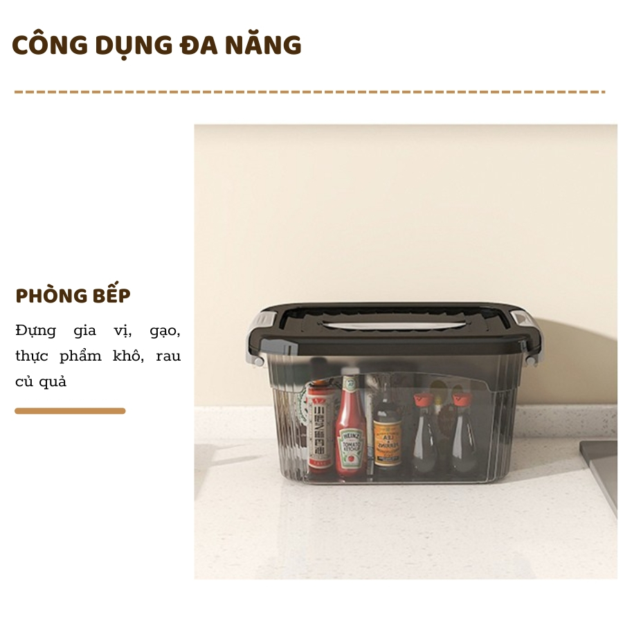 Thùng Nhựa Enoda Home Đựng Đồ Đa Năng Trong Suốt, Hộp Nhựa Để Đồ Có Nắp Cài Chắc Chắn Q100