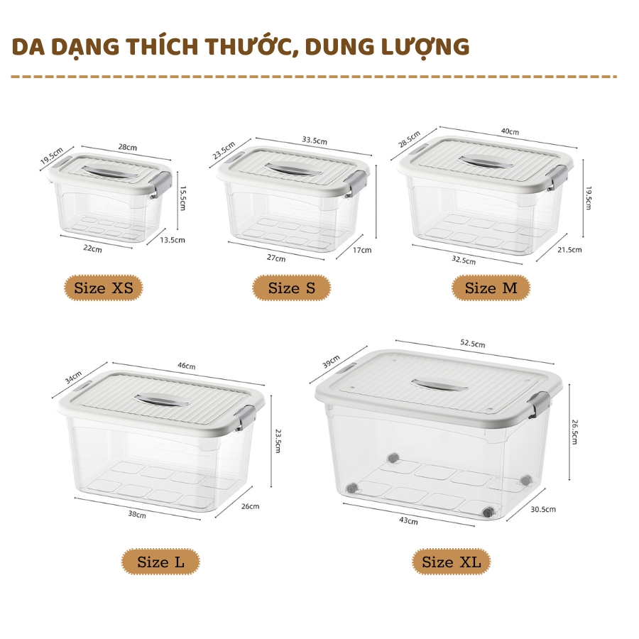 Thùng Nhựa Enoda Home Đựng Đồ Đa Năng Trong Suốt, Hộp Nhựa Để Đồ Có Nắp Cài Chắc Chắn Q100