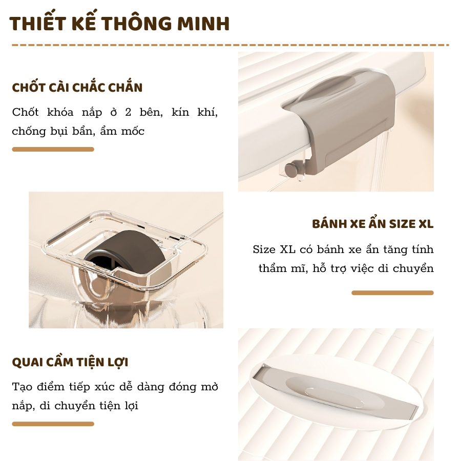 Thùng Nhựa Enoda Home Đựng Đồ Đa Năng Trong Suốt, Hộp Nhựa Để Đồ Có Nắp Cài Chắc Chắn Q100