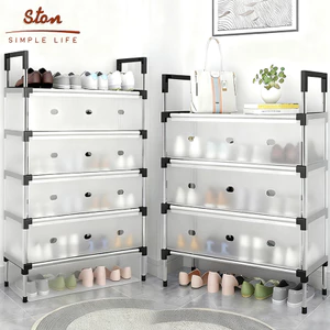 STON Kệ giày dép inox Kệ giày dép phòng khách thế hệ mới Có màng chống bụi Chất liệu PP dày dặn chống bụi chống ẩm