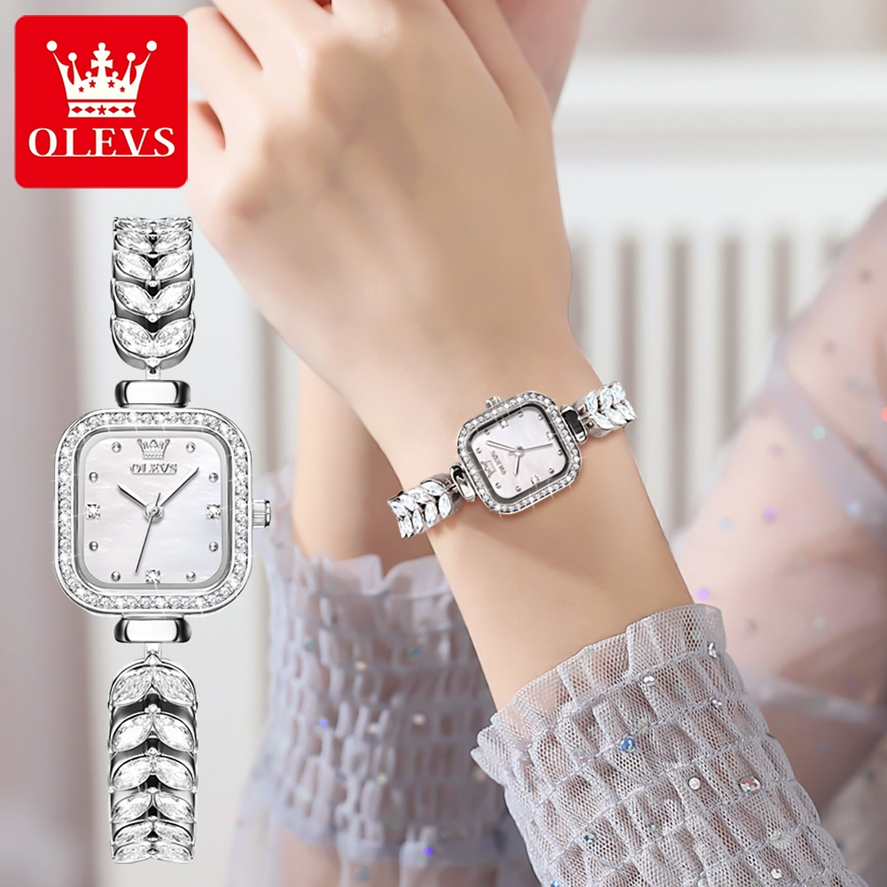 OLEVS Đồng hồ nữ Chính hãng Dây đeo bằng thép không gỉ có phát sáng Đơn giản Chống thấm nước 9987
