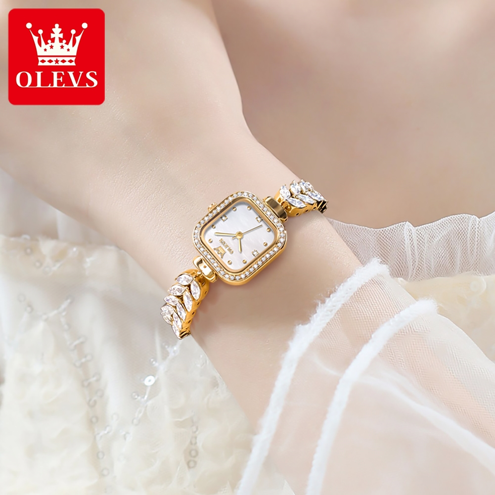 OLEVS Đồng hồ nữ Chính hãng Dây đeo bằng thép không gỉ có phát sáng Đơn giản Chống thấm nước 9987