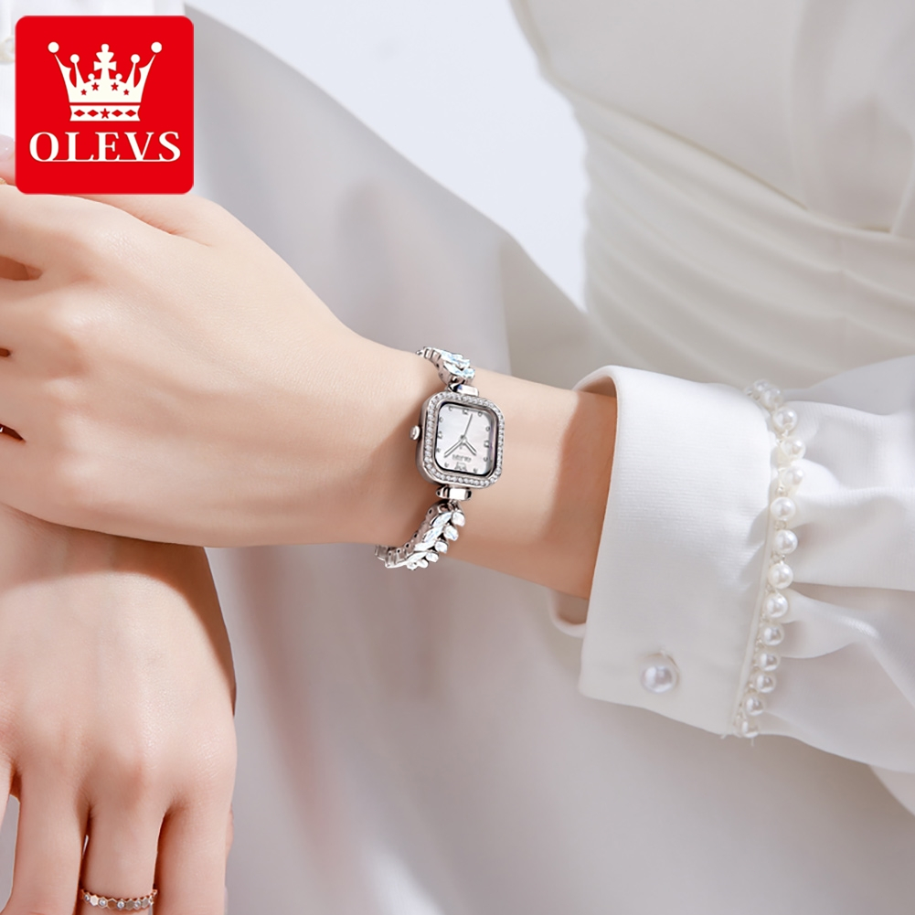 OLEVS Đồng hồ nữ Chính hãng Dây đeo bằng thép không gỉ có phát sáng Đơn giản Chống thấm nước 9987