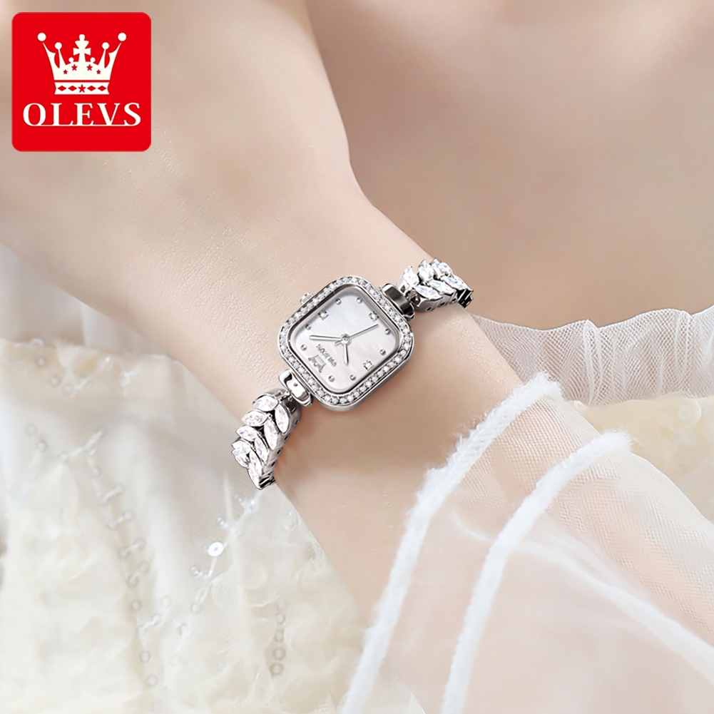 OLEVS Đồng hồ nữ Chính hãng Dây đeo bằng thép không gỉ có phát sáng Đơn giản Chống thấm nước 9987