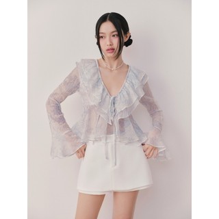 Áo babydoll OLV bèo cổ V mỏng mát cột nơ nữ tính Willow nhiều màu phù hợp đi chơi đi biển