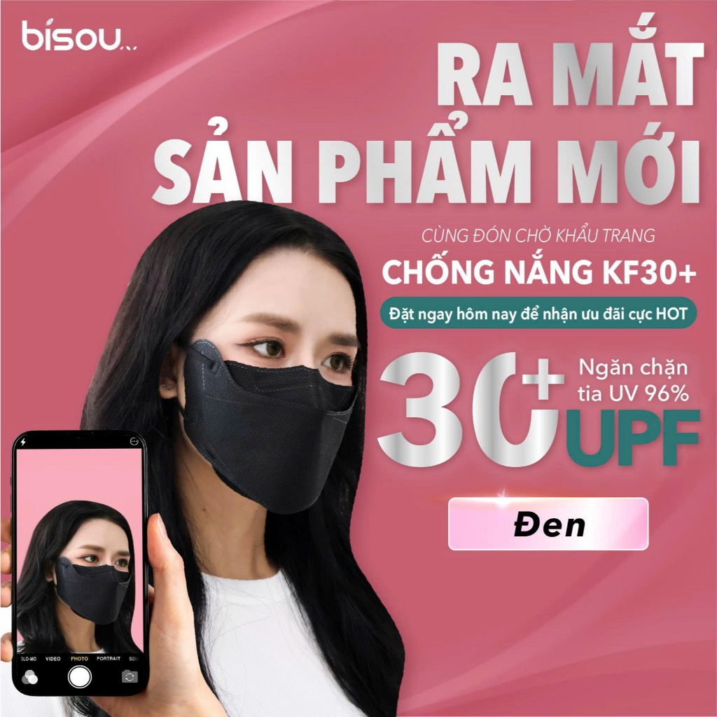 [NEW] Túi 10 cái Khẩu Trang Chống Nắng KF30+ chống tia UV 96% nhiều màu hiệu BISOU