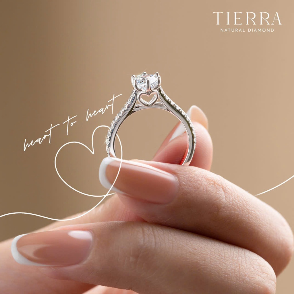 [CHAT TRƯỚC KHI ĐẶT] Nhẫn Cầu Hôn Tierra NCH1505, Vàng 14K 18K, Tấm CZ, Thiết Kế Cách Điệu Hình Trái Tim Ngọt Ngào