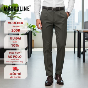 Quần kaki nam công sở MASCULINE CCL501 – Form Regular có ly, thoáng mát, lịch lãm