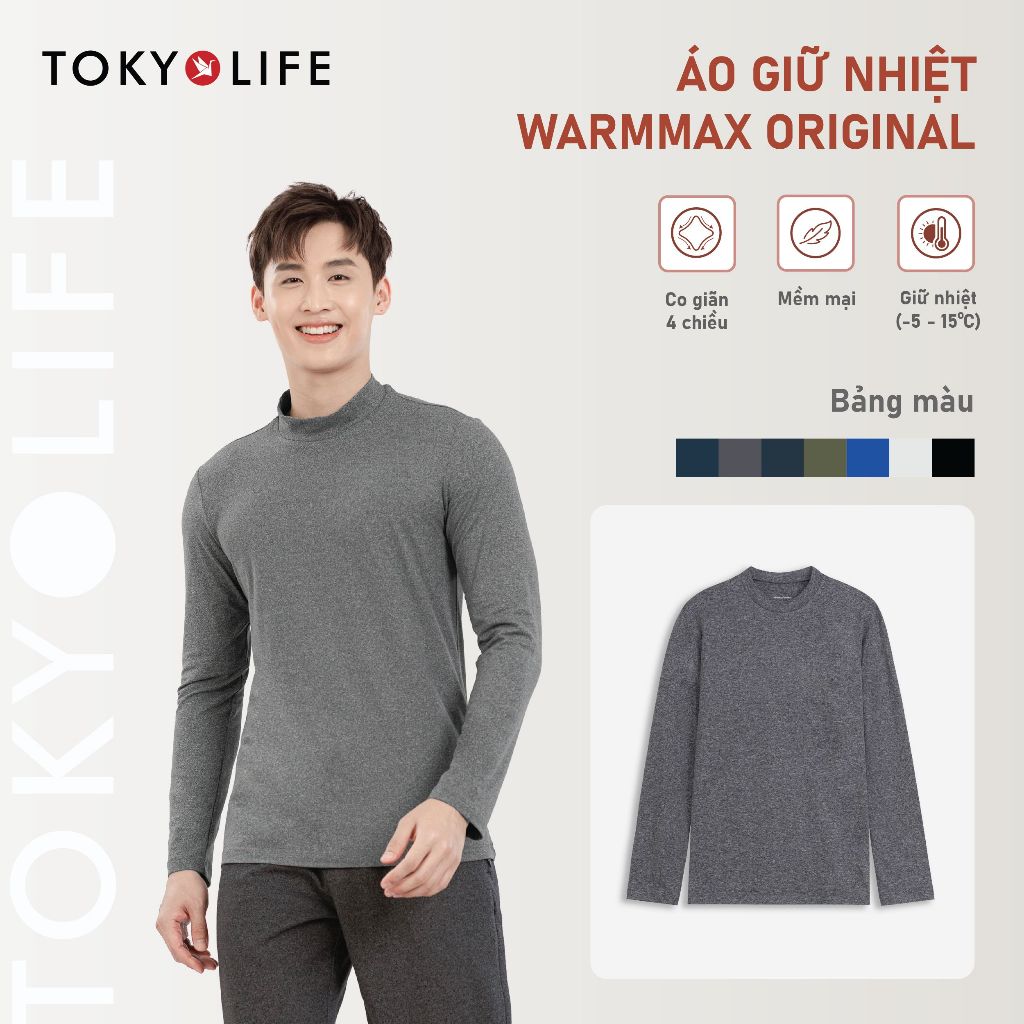 Áo giữ nhiệt WarmMax Original TOKYOLIFE Nam cổ cao 2,5cm vải co giãn ôm ...