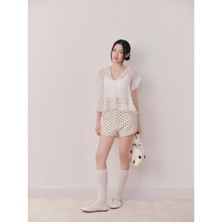 Quần short OLV chấm bi trẻ trung Beige Kaki Polka Dot Shorts phù hợp đi chơi dạo phố