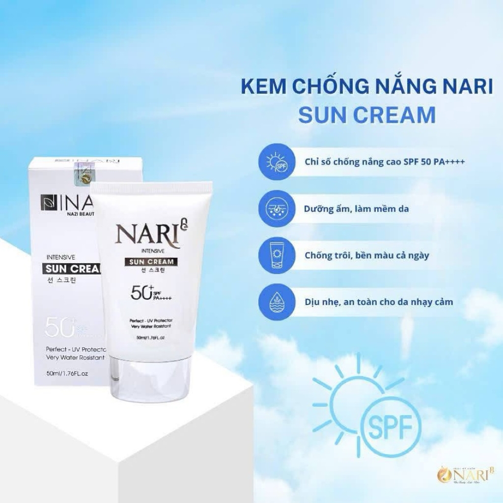 Kem chống nắng chính hãng Nari ( Suncream Nari SPF50++) lâu trôi thêm dưỡng da thay lớp make 50ml