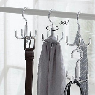 Móc Treo Đồ 4 Chấu - MÓC MÀU BẠC Treo Đồ Xoay 360º Tiện Lợi Móc Treo Quần Áo, Túi Xách, Phụ Kiện Gọn Gàng 16.5x7.5x7.5cm