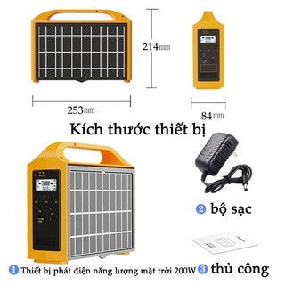Trạm sạc năng lượng mặt trời cầm tay 220V - Nguồn điện dự phòng cầm tay cho cắm trại, máy phát điện ngoài trời