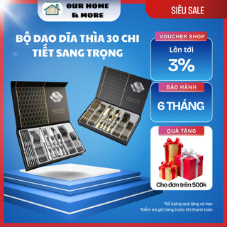 Bộ dao dia 30 chi tiết  bạc và vàng