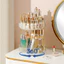 Kệ Đựng Mỹ Phẩm Xoay 360 Độ Nhựa Mica Cao Cấp, Kệ Để Đồ Trang Điểm Tay Cầm Mạ Vàng Sang Trọng