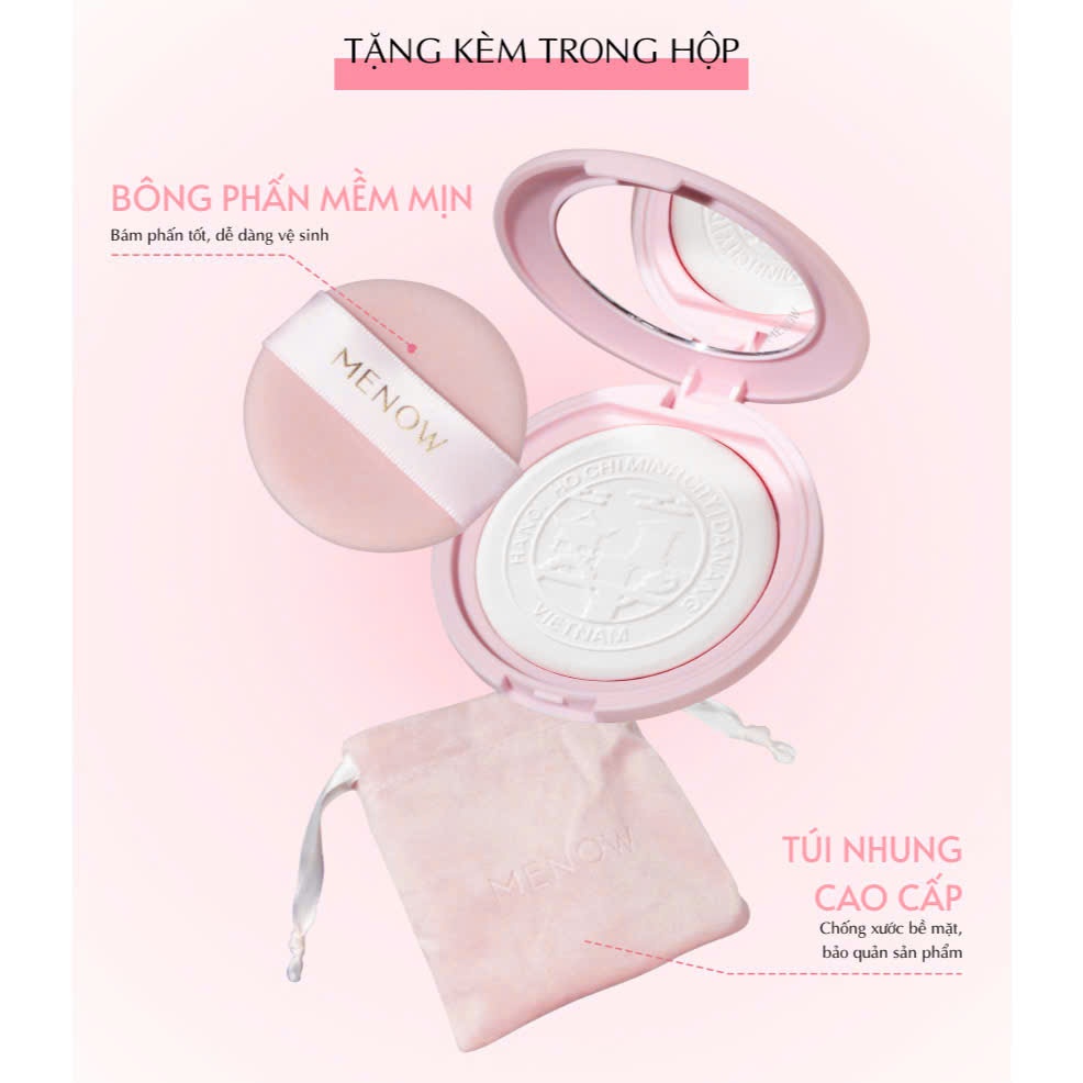 Phấn phủ thuỷ tinh MENOW kiềm dầu mịn da tự nhiên lâu trôi 7g | NHÍM HOUSE
